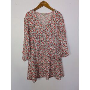 Boden V Neck 100% Linen Floral Dress US 6 UK 10 Beach Cottage